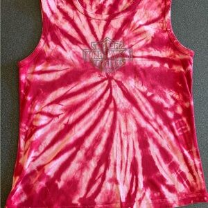 Vintage Harley-Davidson Red Pink Tie Dye Graphic Crop Tank Top